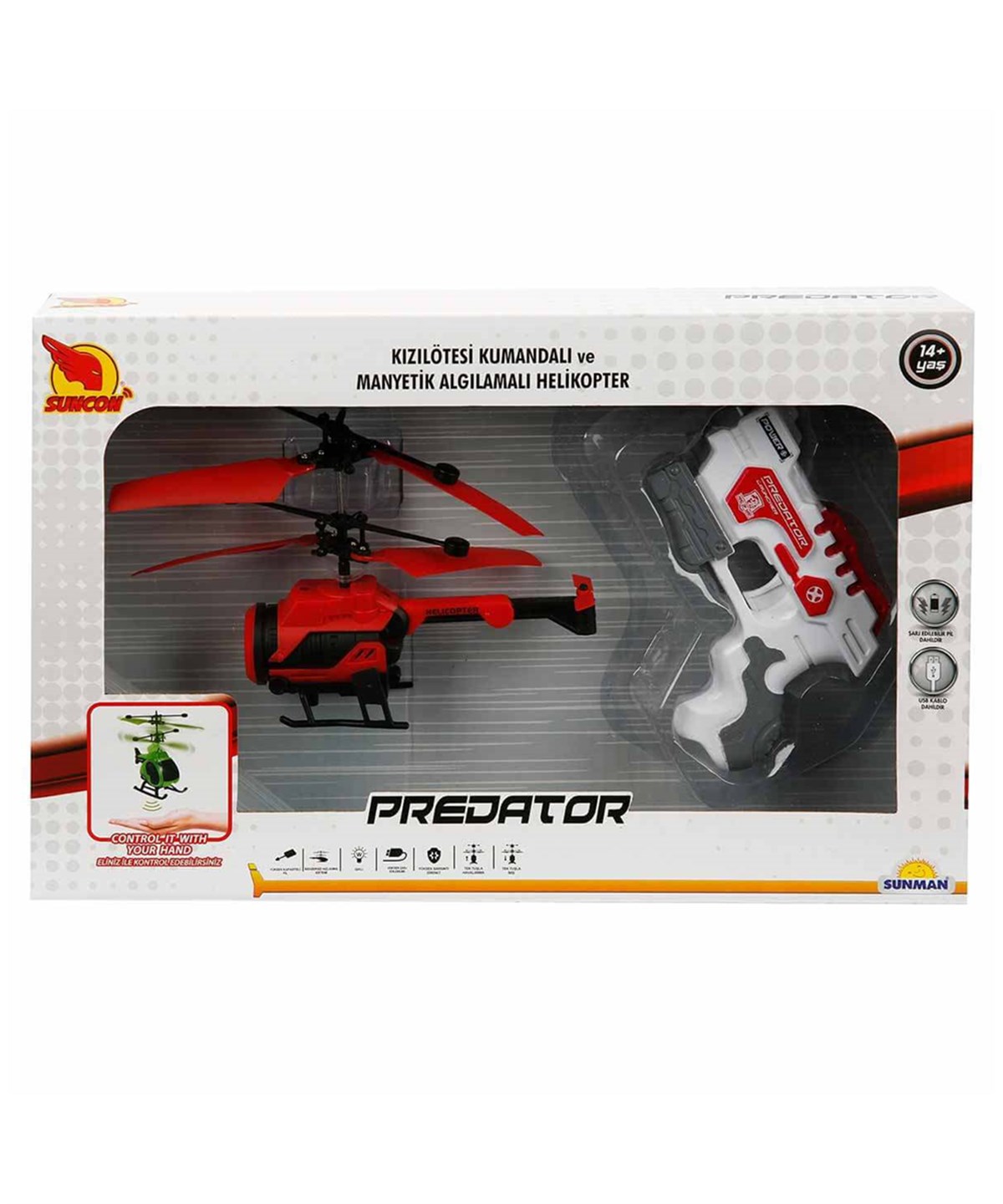 Kumandalı Arabalar, Sunman, Suncon Predator Kızılötesi Kumandalı Helikopter 25345 Helicopter Kırmızı Modeli