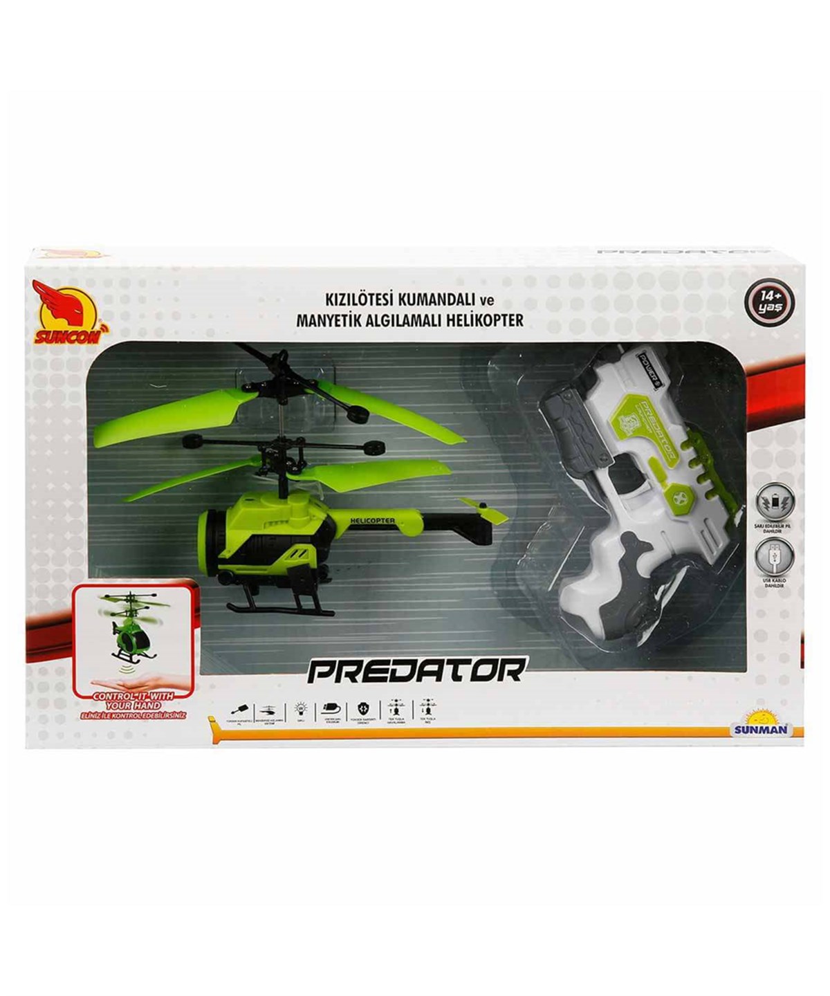 Kumandalı Arabalar, Sunman, Suncon Predator Kızılötesi Kumandalı Helikopter 25345 Helicopter Yeşil Modeli