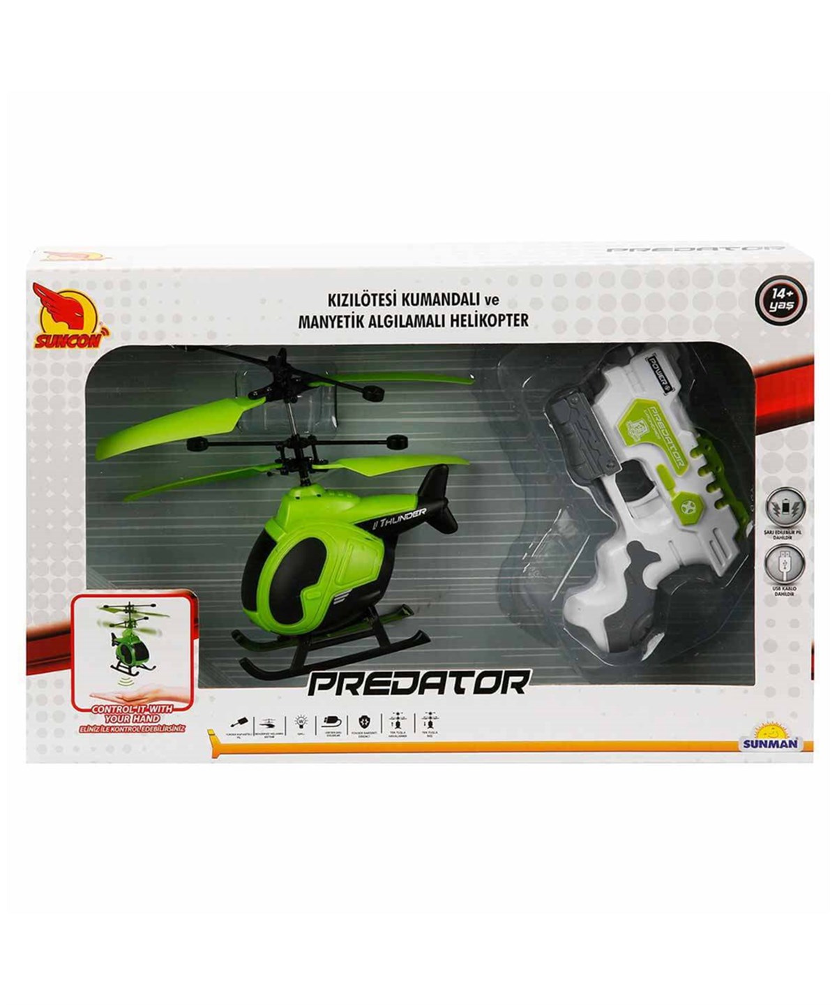 Kumandalı Arabalar, Sunman, Suncon Predator Kızılötesi Kumandalı Helikopter 25345 Thunder Yeşil Modeli