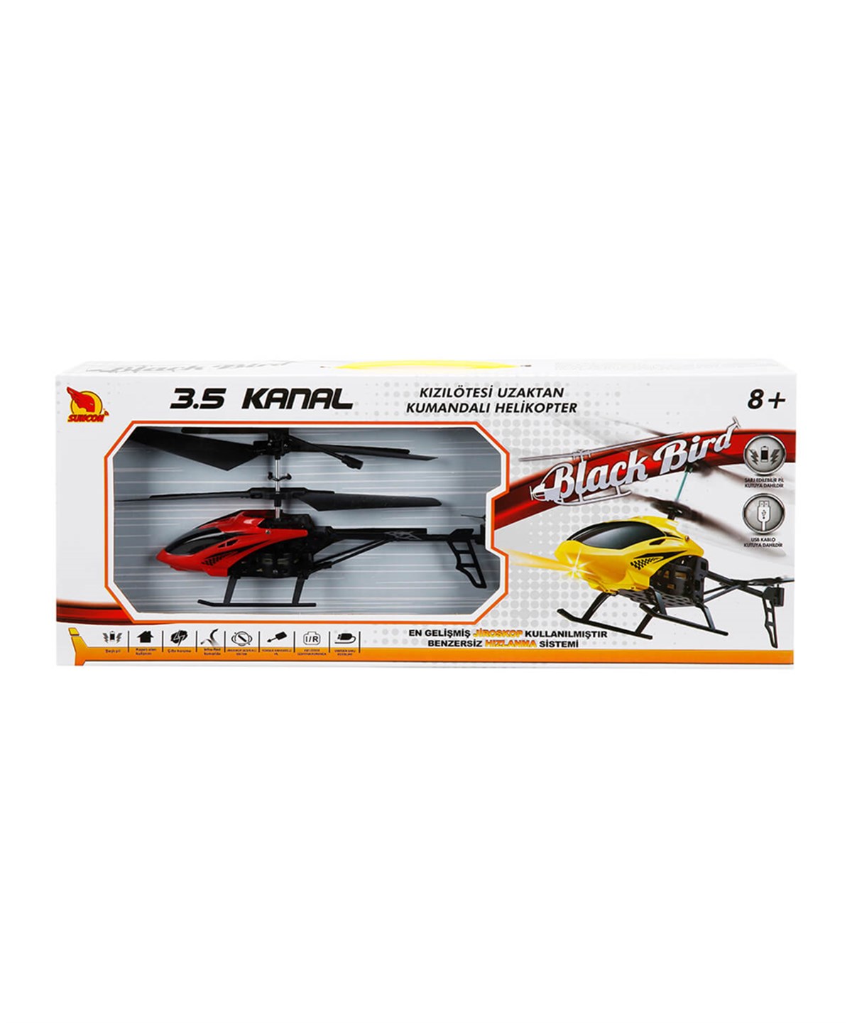 Kumandalı Arabalar, Sunman, Suncon Uzaktan Kumandalı Black Bird Helikopter 3.5 Kanal  08270 Kırmızı