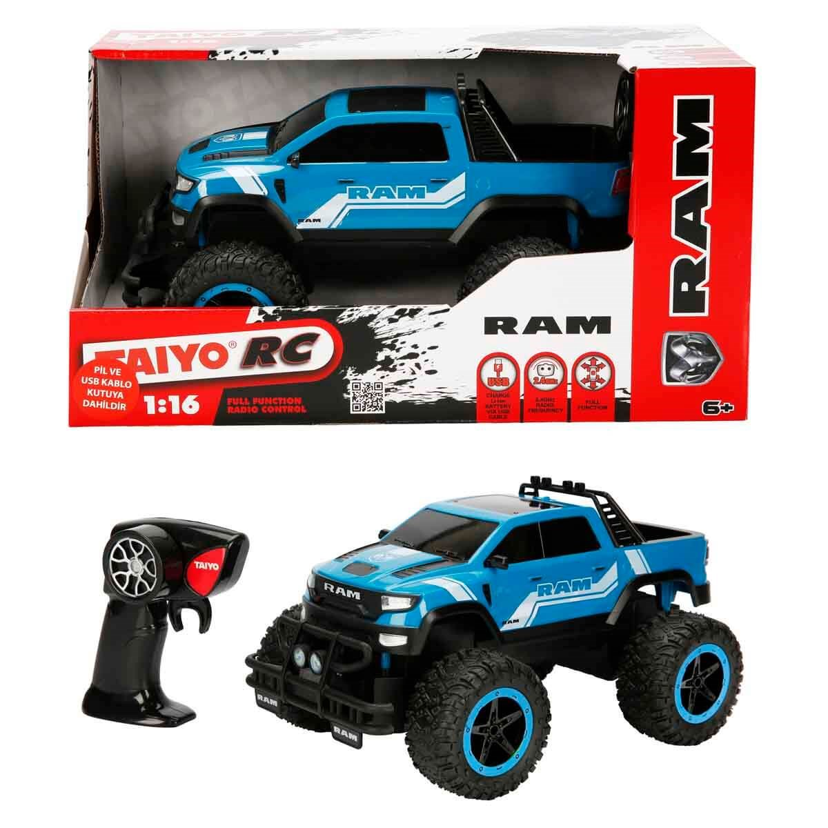 Kumandalı Arabalar, Sunman, Taiyo 1:16 USB Şarjlı Uzaktan Kumandalı Araba S01041505 Mavi Ram