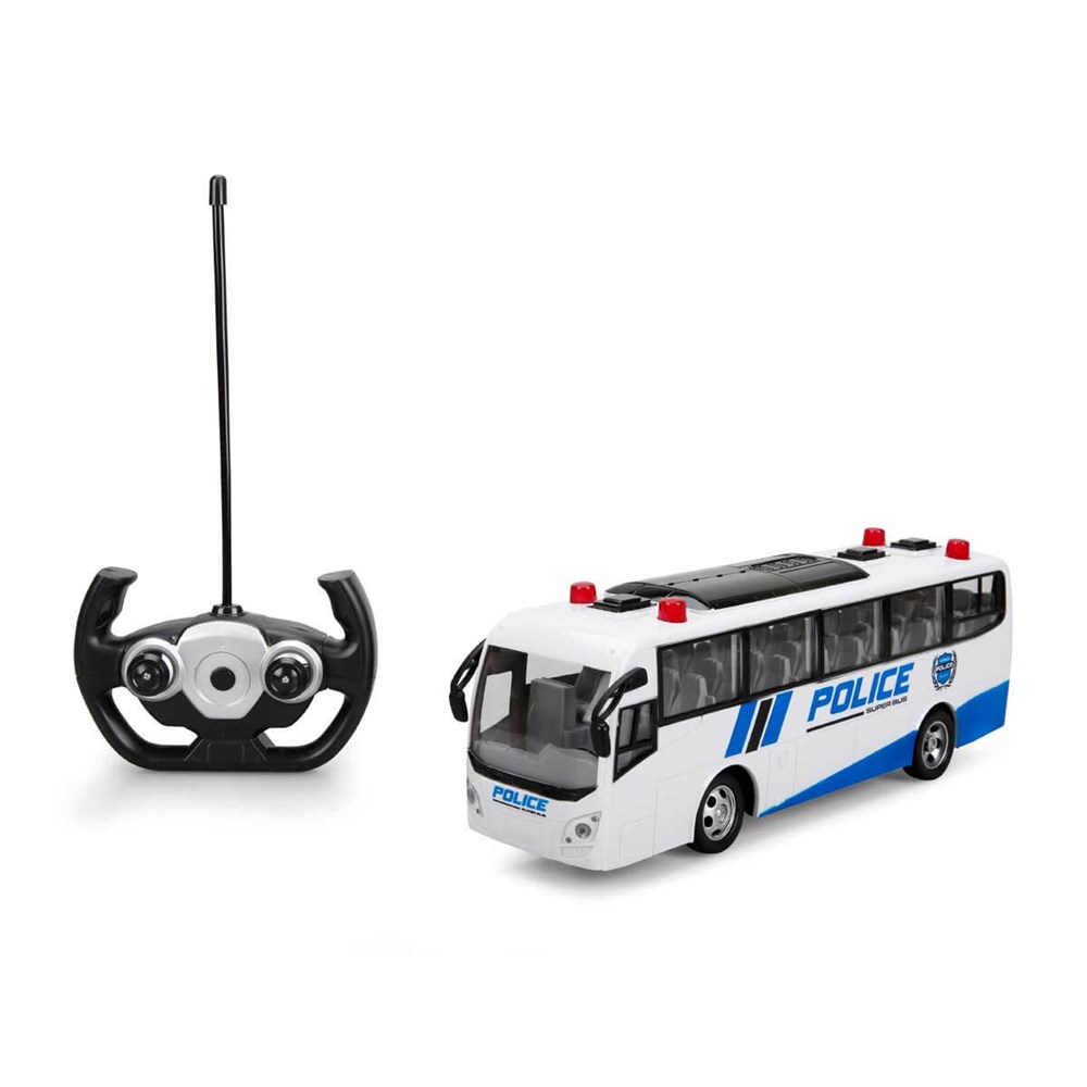 Kumandalı Arabalar, Sunman, Uzaktan Kumandalı Işıklı Polis Otobüsü 30 cm Şarjlı