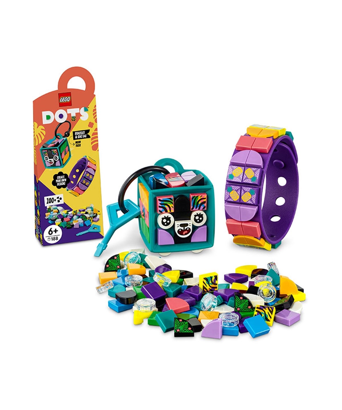 Lego Dots, Lego, LEGO DOTS Neon Kaplan Bileklik ve Çanta Süsü 41945