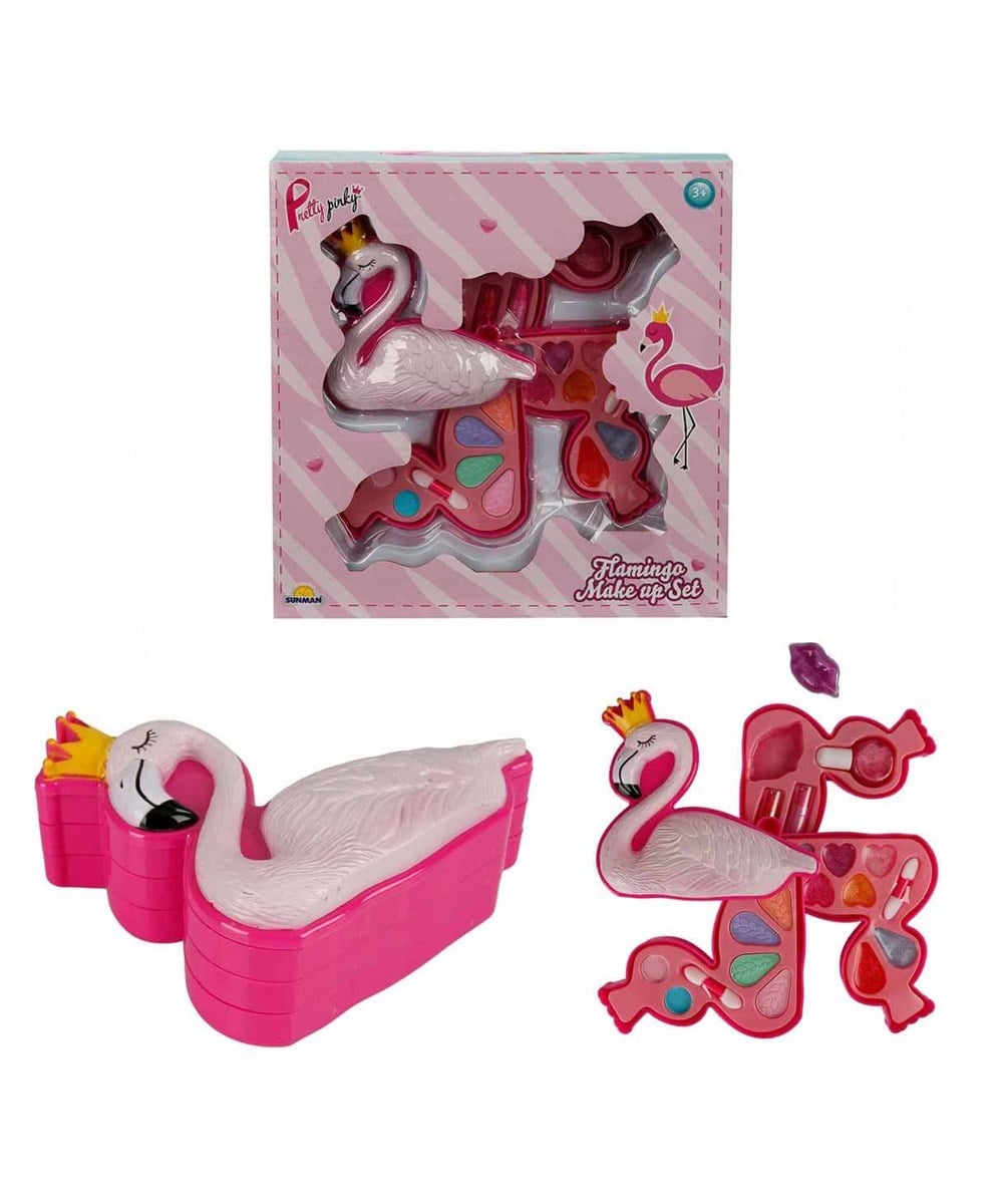 Makyaj ve Güzellik Setleri, Sunman, Pretty Pinky Flamingo Şekilli 3 Katlı Makyaj Güzellik Seti