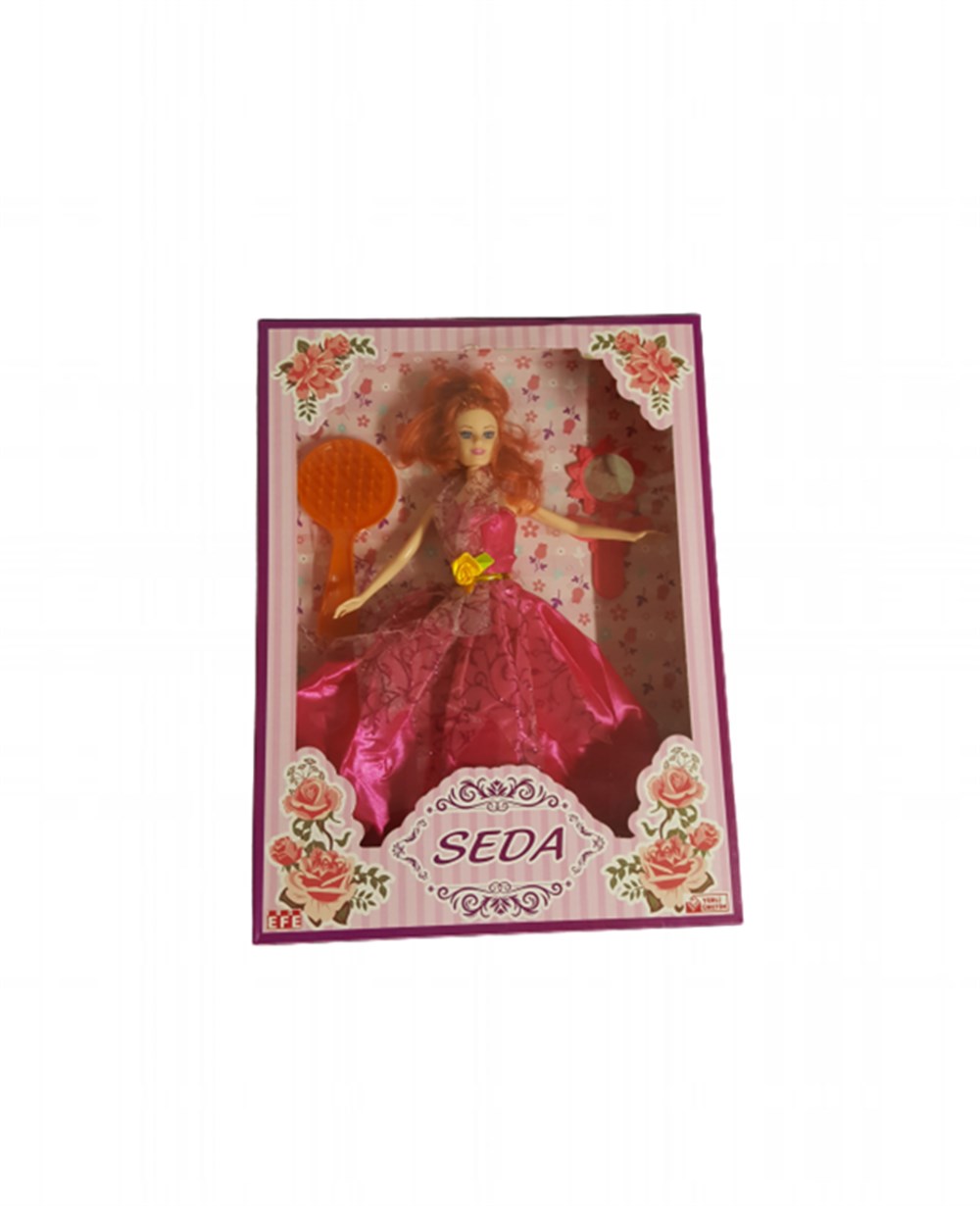 8697445902680, Manken Bebekler, Efe Toys, Aksesuarlı Manken Bebek Seda Pembe Elbiseli 02680