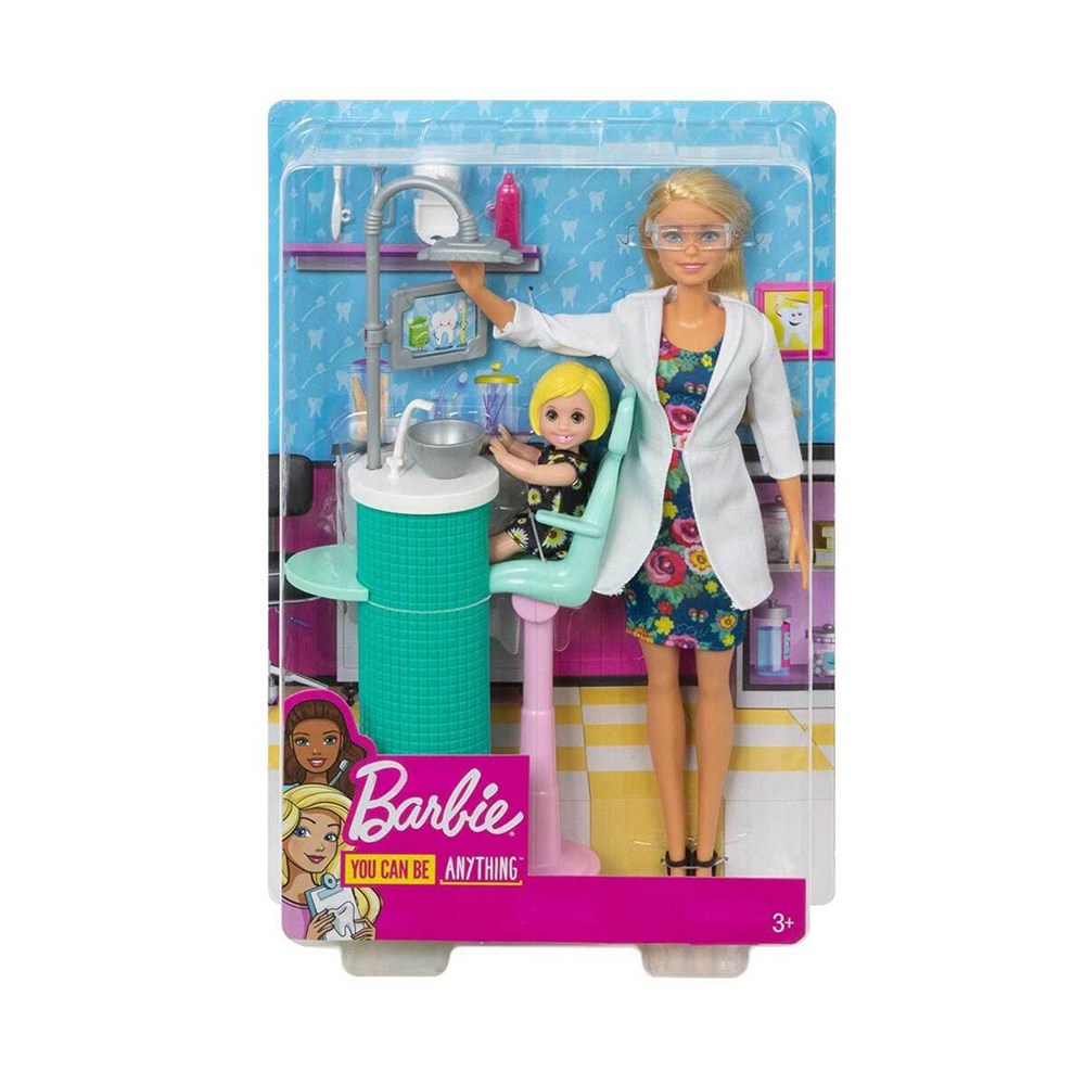 Manken Bebekler, Barbie, Barbie Ben Büyüyünce Meslek Setleri Sarışın Diş Hekimi DHB63 FXP16