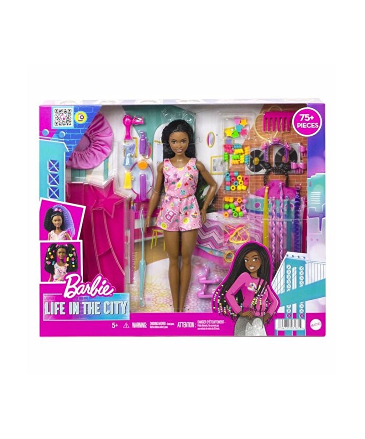 Manken Bebekler, Barbie, Barbie Brooklyn Eğlenceli Saçlar Oyun Seti HHM39