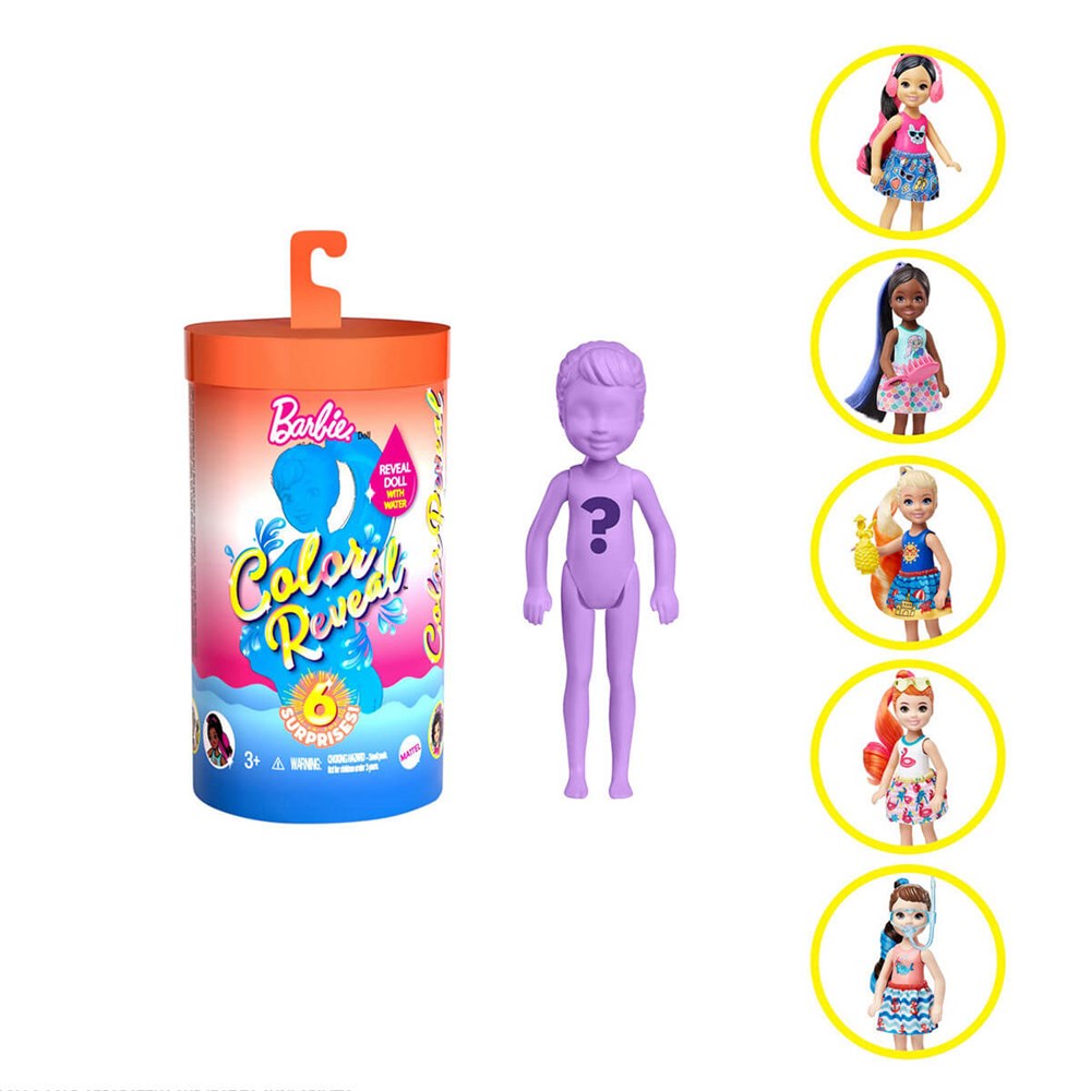Manken Bebekler, Barbie, Barbie Color Reveal Renk Değiştiren Sürpriz Chelsea Bebekler 6 Sürpriz S2 GTP52