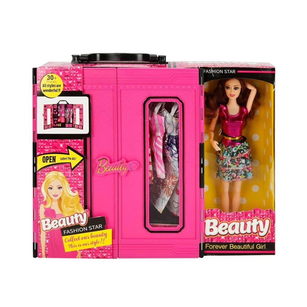 Manken Bebekler, KAYYUM OYUNCAK, Beauty Fashion Star Bebeğim ve Pembe Çantalı Elbise Gardrobu