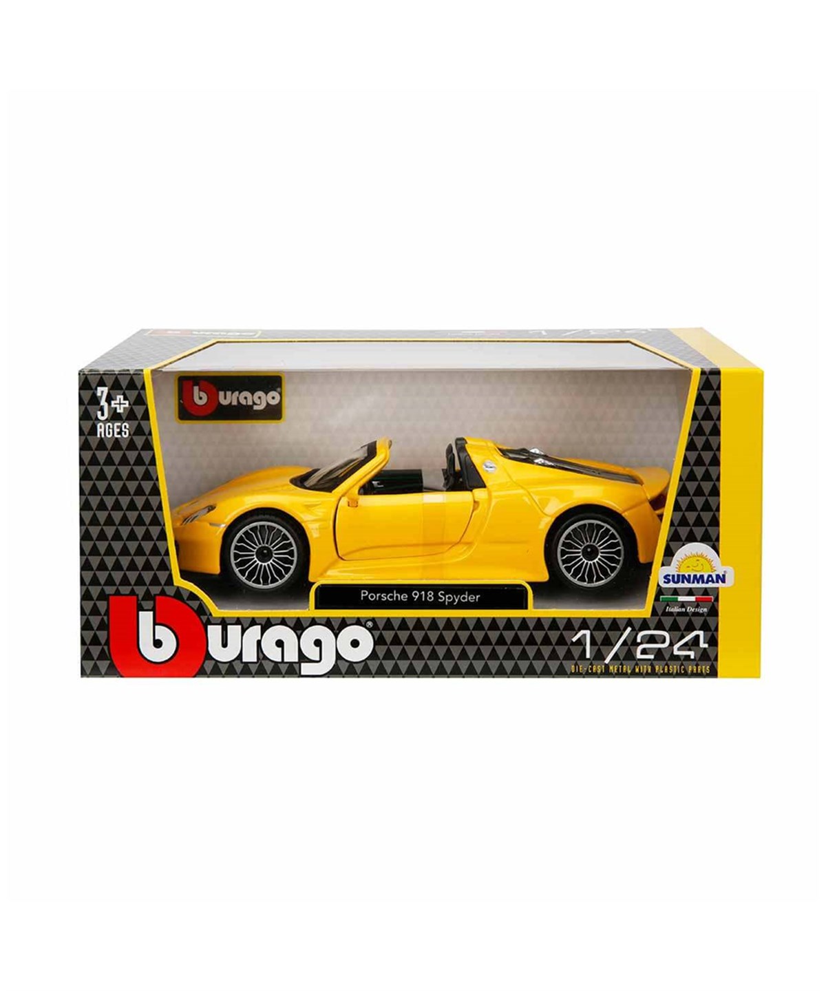 Metal Model Arabalar, Sunman, 1:24 Porsche 918 Spyder Model Araba 10763 Sarı