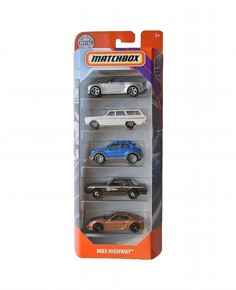 Metal Model Arabalar, MATCHBOX, Matchbox 5'li Araba Seti C1817 GKJ04 MBX Highway