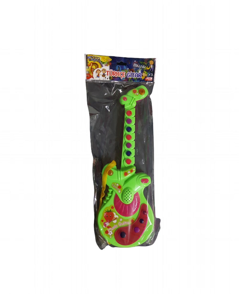 Müzik Aletleri, Can Oyuncak, Türkçe Müzikli Oyuncak Gitar Yeşil Pembe 07188