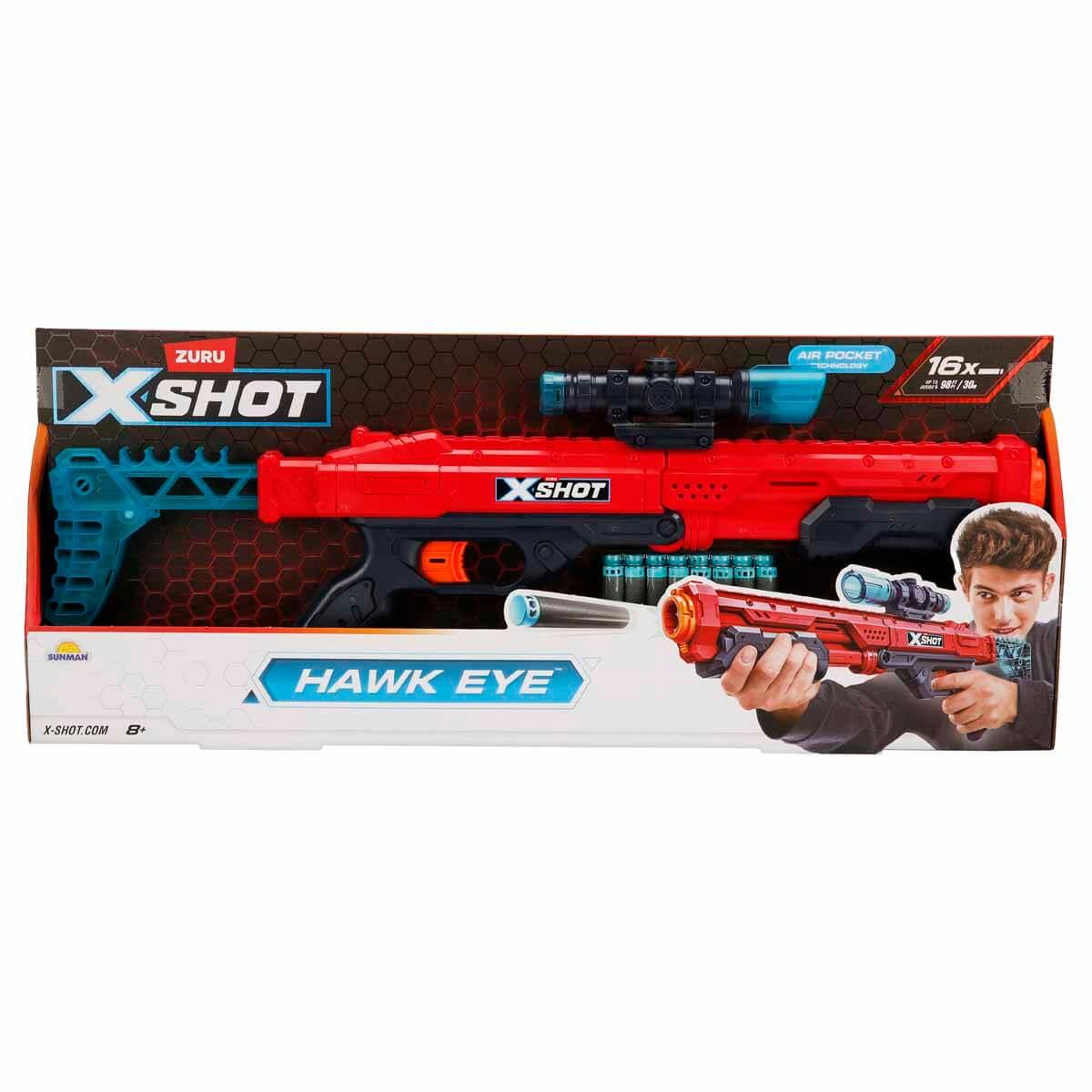 Oyuncak Silahlar, Sunman, X-Shot Excel Hawk Eye 16 Mermili Sünger Dart Atan Silah 58 cm