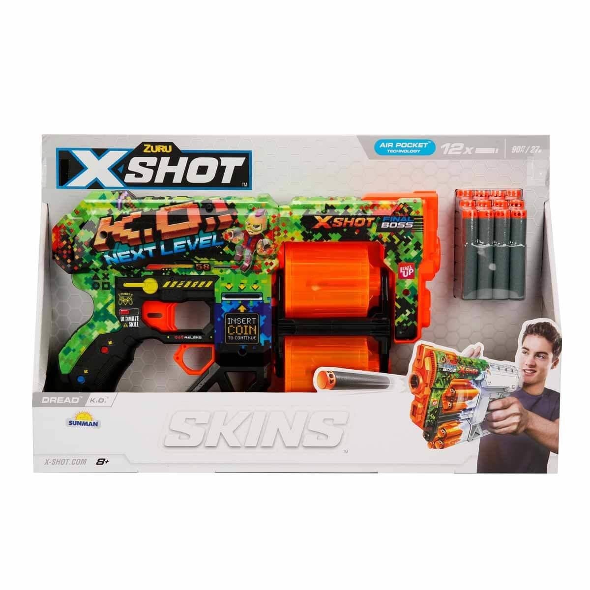 Oyuncak Silahlar, Sunman, X-Shot Skins Dread 12 Mermili Sünger Dart Atan Silah 31 cm S01036517 K.O.