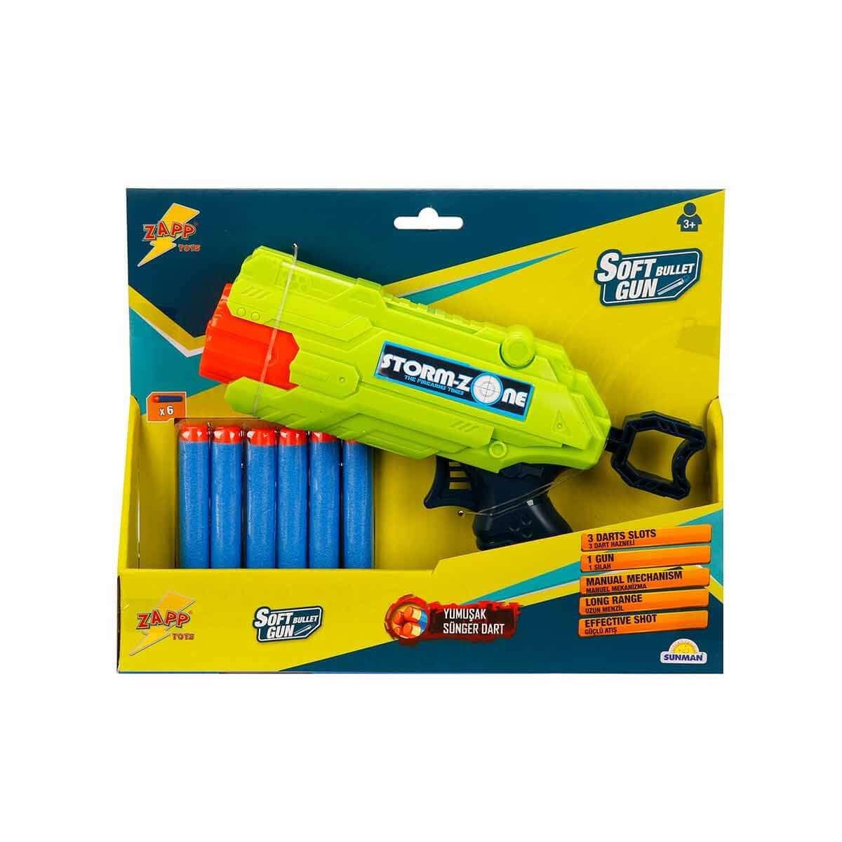Oyuncak Silahlar, Sunman, Zapp 6 Mermili Sünger Dart Atan Silah 27127 Yeşil