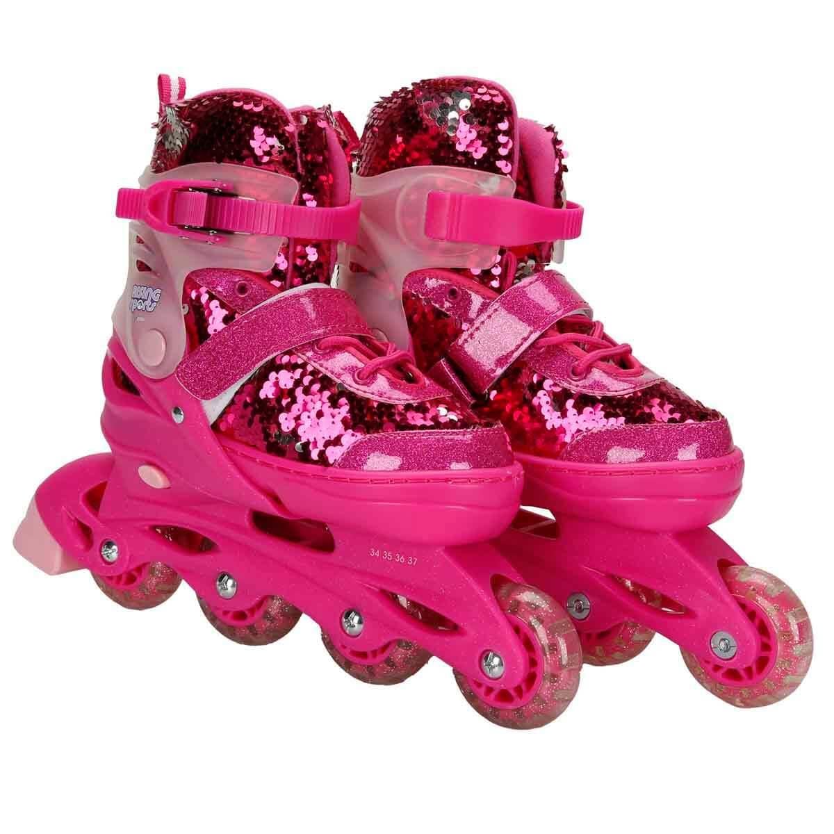 Paten, Sunman, Rising Sports Inline 4 Teker Paten Pembe Payetli 34-37