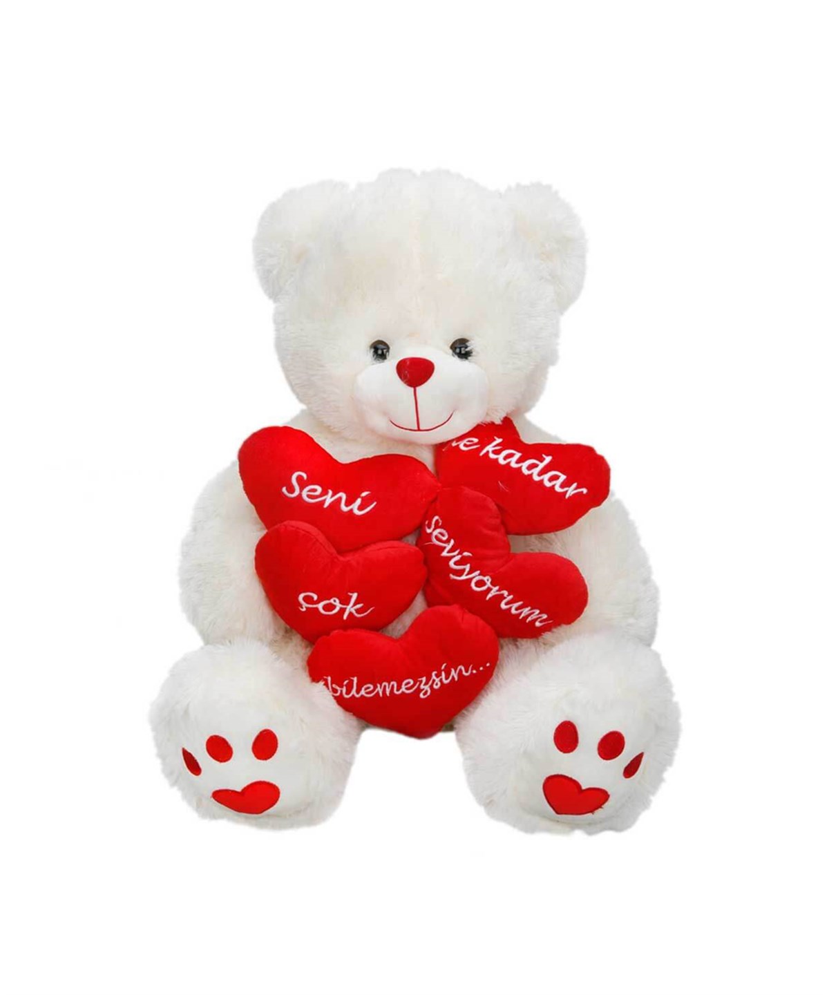 Peluş Hayvanlar, Sunman, Aşk Mesajlı Peluş Ayı 45 cm 10150 Beyaz