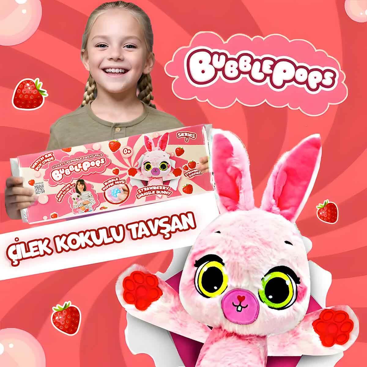Peluş Hayvanlar, Sunman, Bubble Pops Kokulu Peluş S1 S00012004 Çilek Kokulu Tavşan