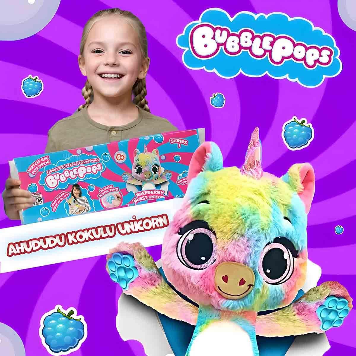 Peluş Hayvanlar, Sunman, Bubble Pops Kokulu Peluş S1 S00012004 Ahududu Kokulu Unicorn