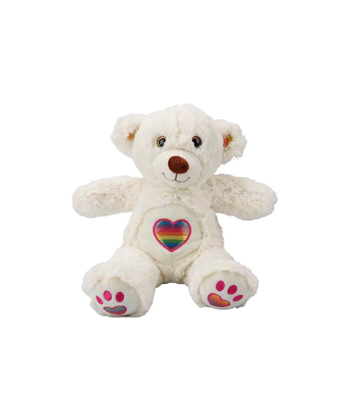 Peluş Hayvanlar, Sunman, Gökkuşağı Kalpli Peluş Ayı 30 cm 31841 Beyaz