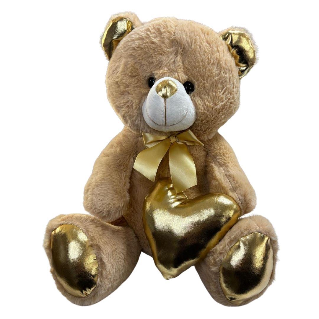 Peluş Hayvanlar, Halley, Halley Peluş Parlak Kalpli Ayı 40 cm 25019 Kahverengi