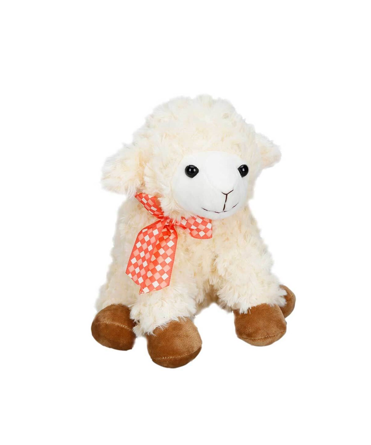 Peluş Hayvanlar, Sunman, Oturan Peluş Kuzu 24 cm 15094 Kırmızı Kurdeleli