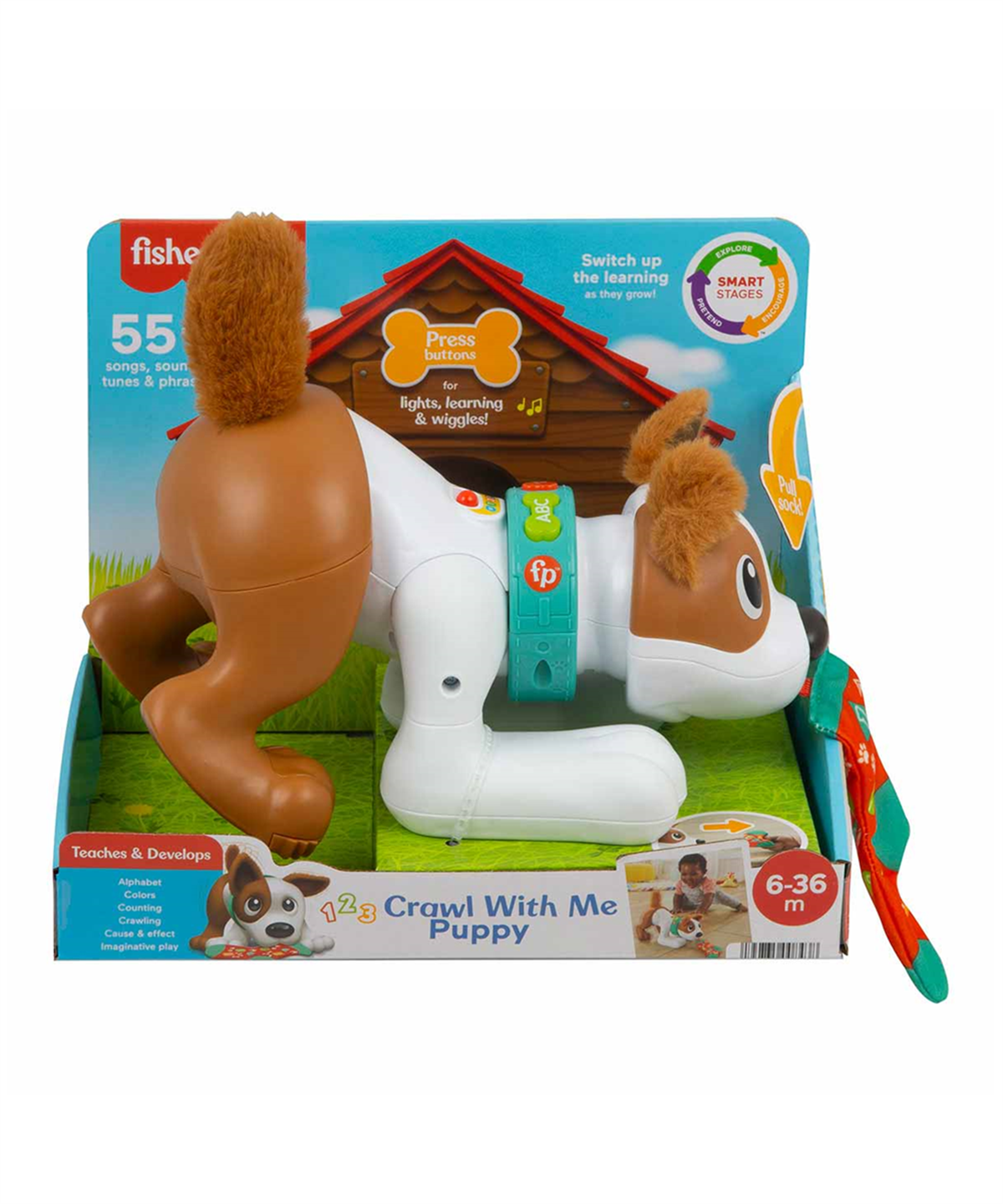 Sesli Işıklı Oyuncaklar, Fisher Price, Fisher Price Emeklemeyi ve Saymayı Öğreten Köpekçik HHH13