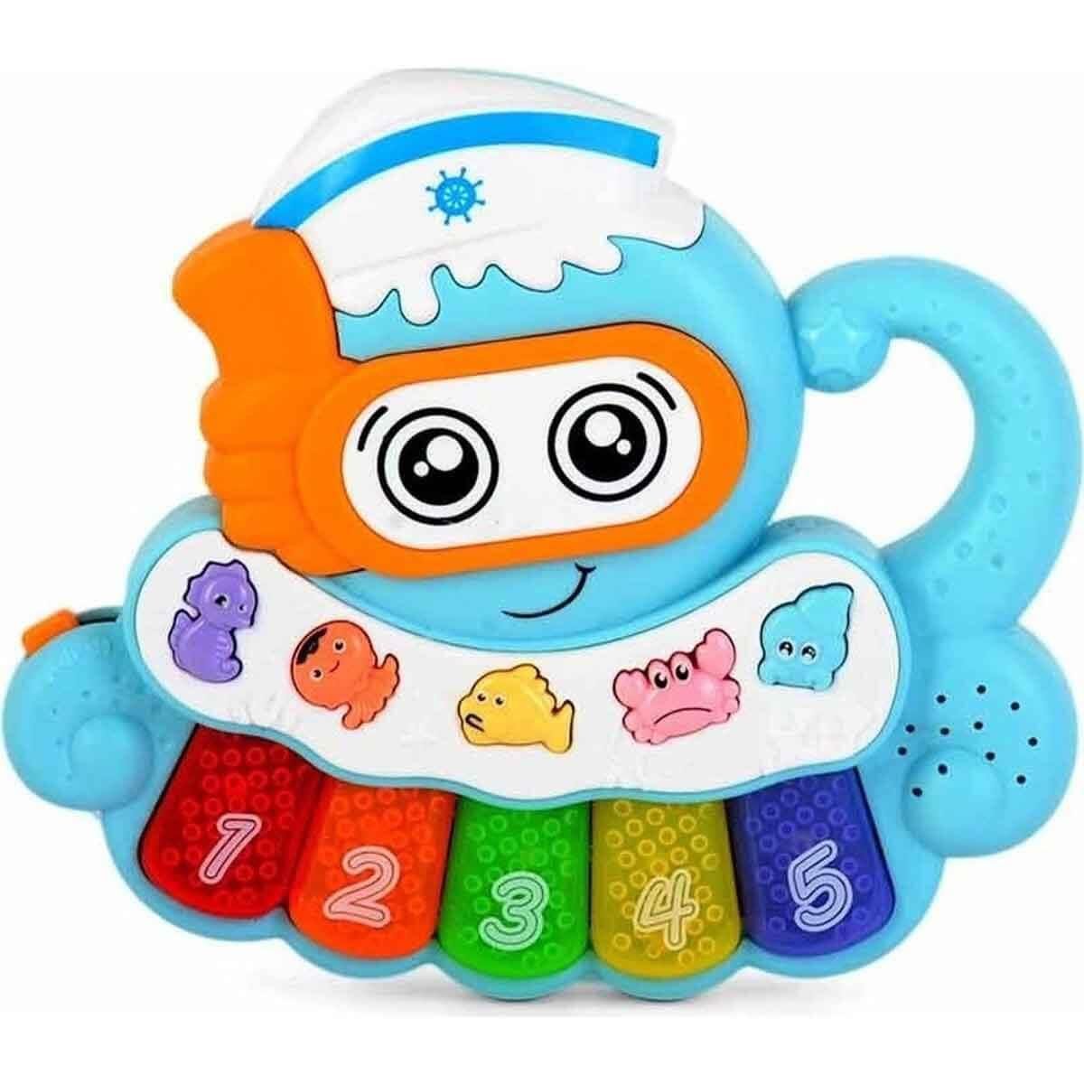 Sesli Işıklı Oyuncaklar, Sunman, Minibo Sesli ve Işıklı Piyanolu Ahtapot 52105 Mavi