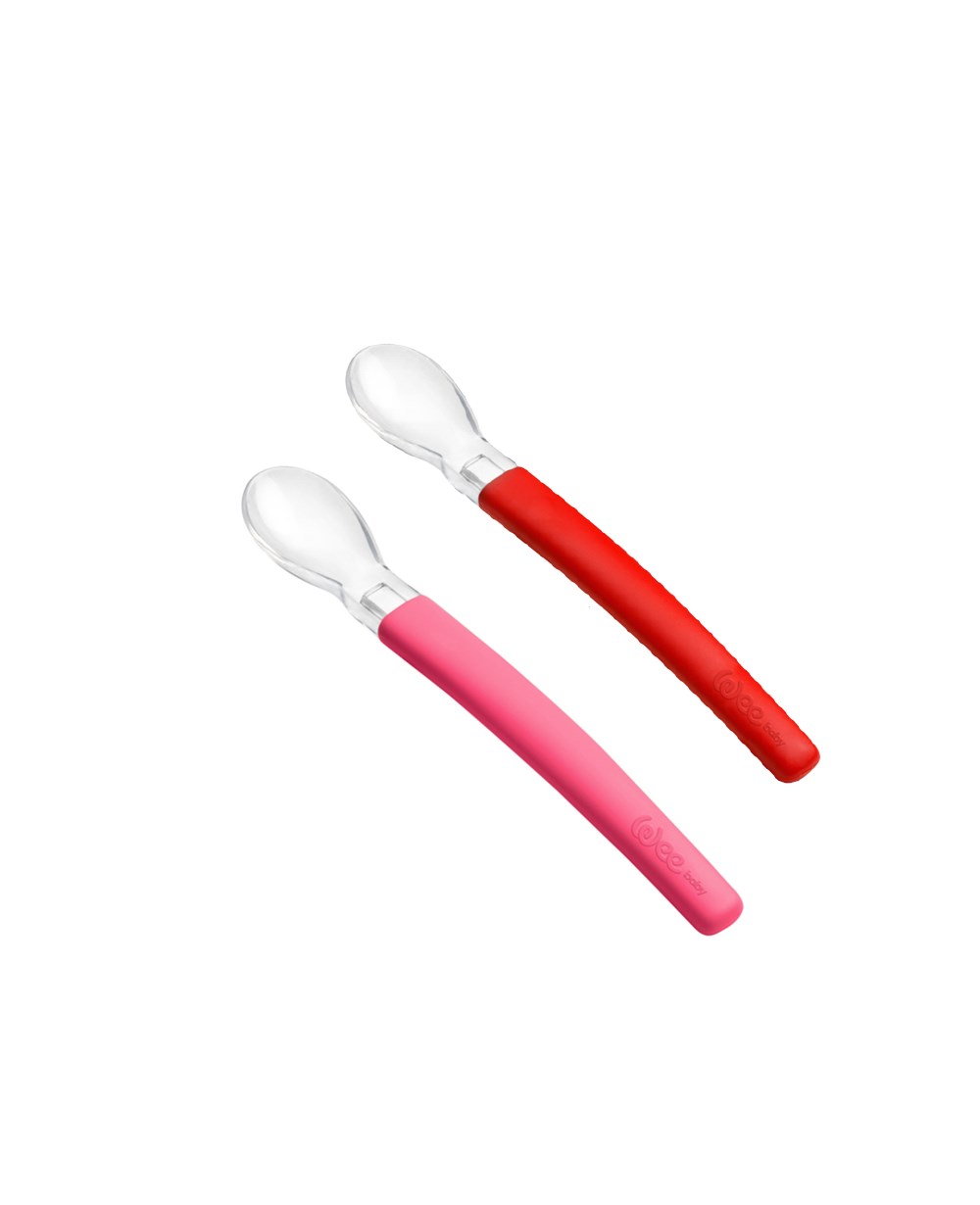 Tabak ve Kaşıklar, WEE BABY, Wee Baby Mama Kaşığı Silikon Uçlu 2'li 122 Kırmızı Pembe