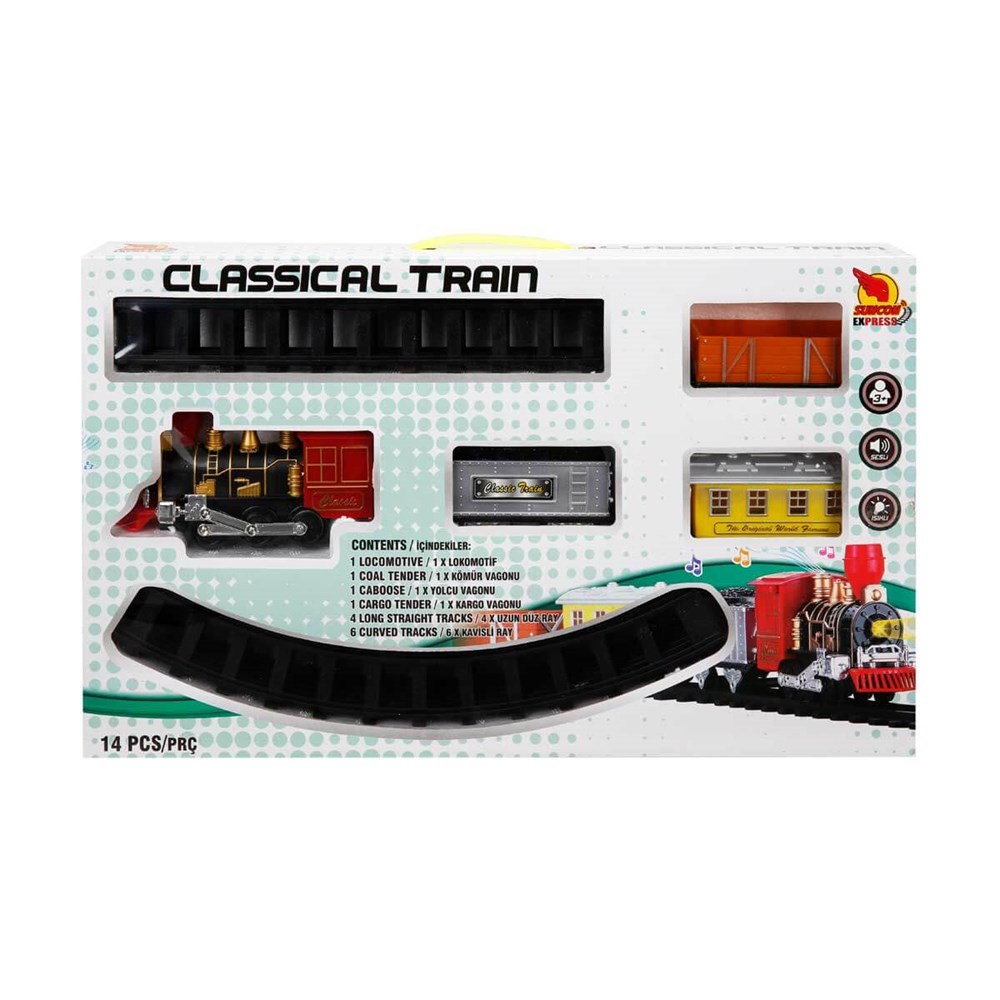 Tren ve Garaj Setleri, Sunman, 14 Parça Lokomotif ve Vagon Tren Seti Sesli ve Işıklı