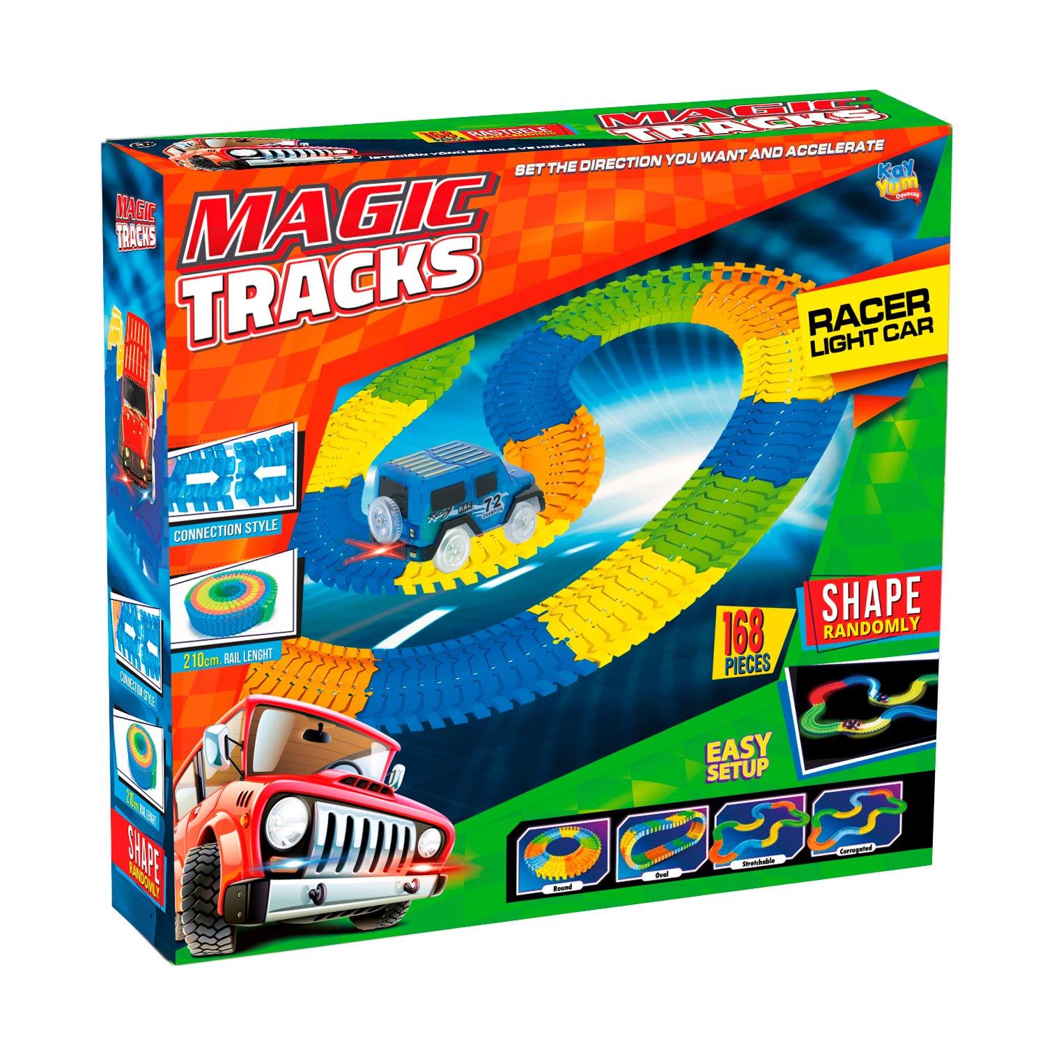 Tren ve Garaj Setleri, KAYYUM OYUNCAK, Kayyum Magic Tracks Yol Oyun Seti 168 Parça