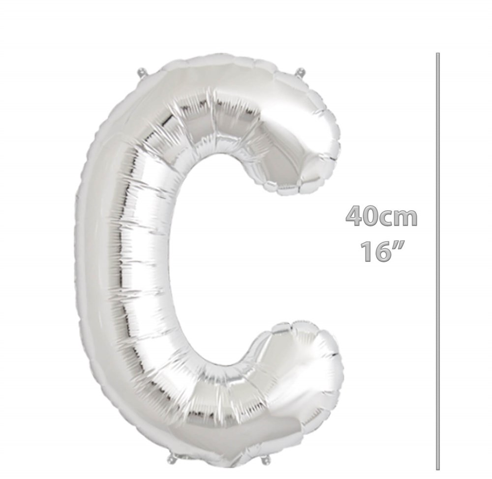 Folyo Harf C Gümüş Balon 40cm ( 16 inç )16