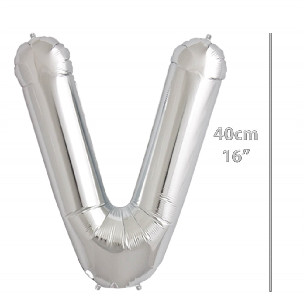 Folyo Harf V Gümüş Balon 40cm ( 16 inç )16