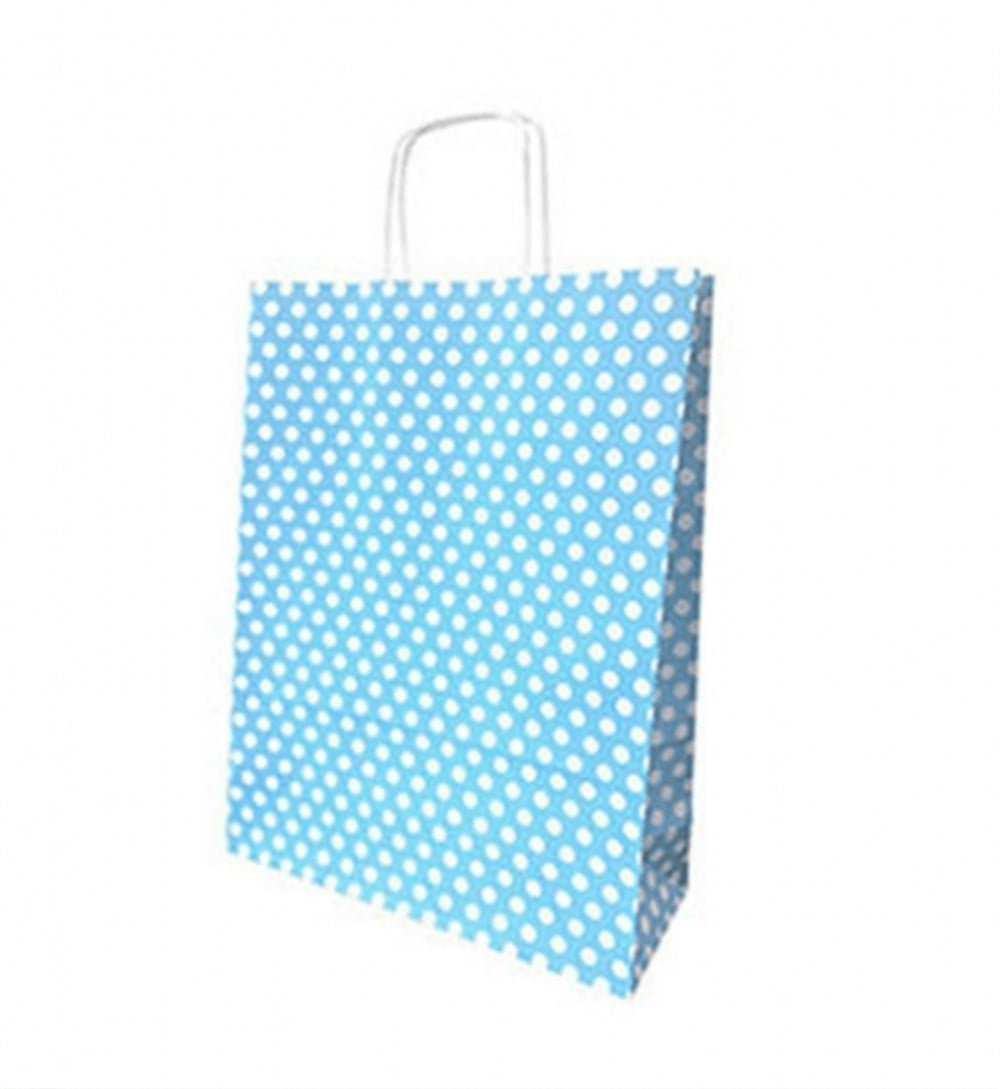 Roll Up Karton Çanta 31x41cm Mavi Beyaz Puantiyeli31x41 Karton Çantalar