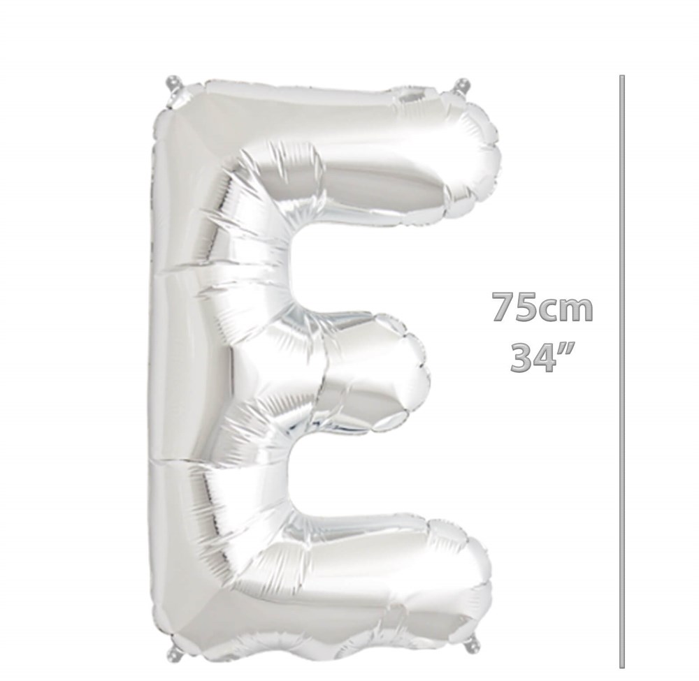 Folyo Harf E Gümüş Balon 75cm ( 34 inç )34