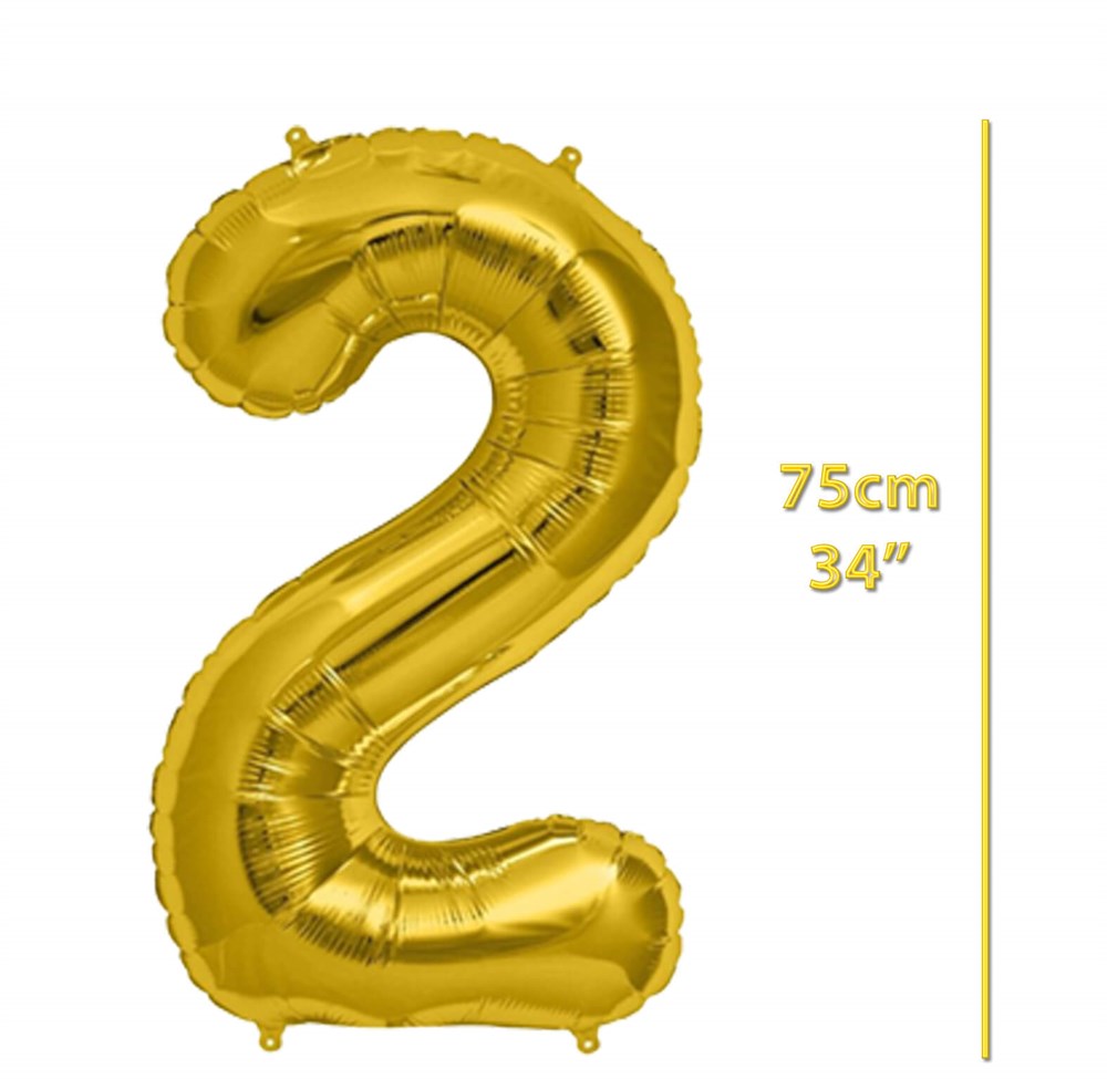 Folyo Rakam 2 Gold Balon 75cm ( 34 inç )34
