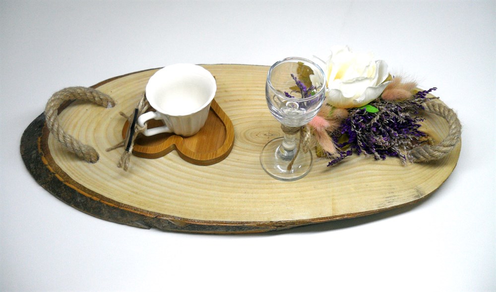 Damat Kahvesi Doğal Ahşap TepsiAhşap Tepsi