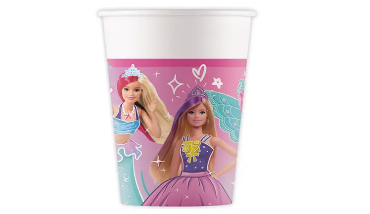 Lisanslı BardaklarBarbie Temalı Karton Bardak 240 Cc 8 AdetBALONEVİ