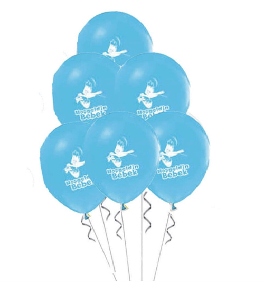 Baskılı Latex BalonlarHoşgeldin Bebek Baskılı Mavi Balon 10 'lu PaketBALONEVİ