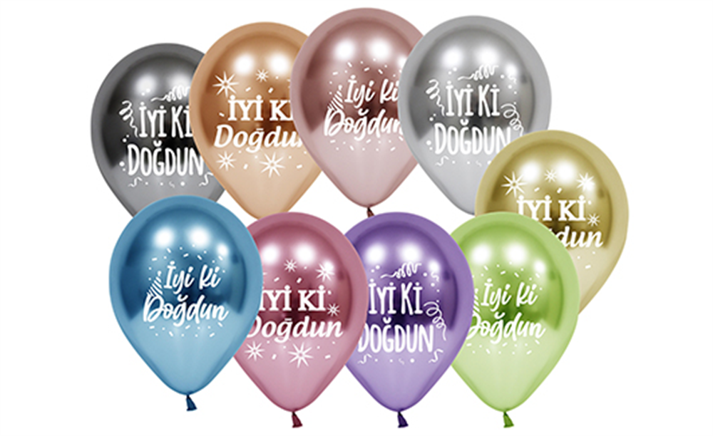 Baskılı Latex Balonlarİyi Ki Doğdun Baskılı Karışık Krom Balon 5 'li PaketBALONEVİ