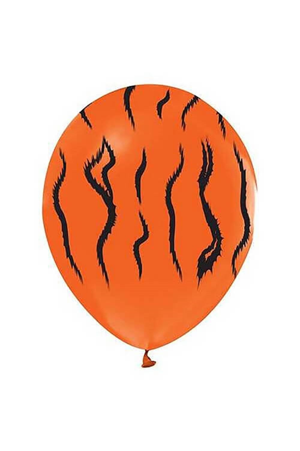 Baskılı Latex BalonlarKaplan Desenli Turuncu Çizgili Balon 100'lü PaketBALONEVİ