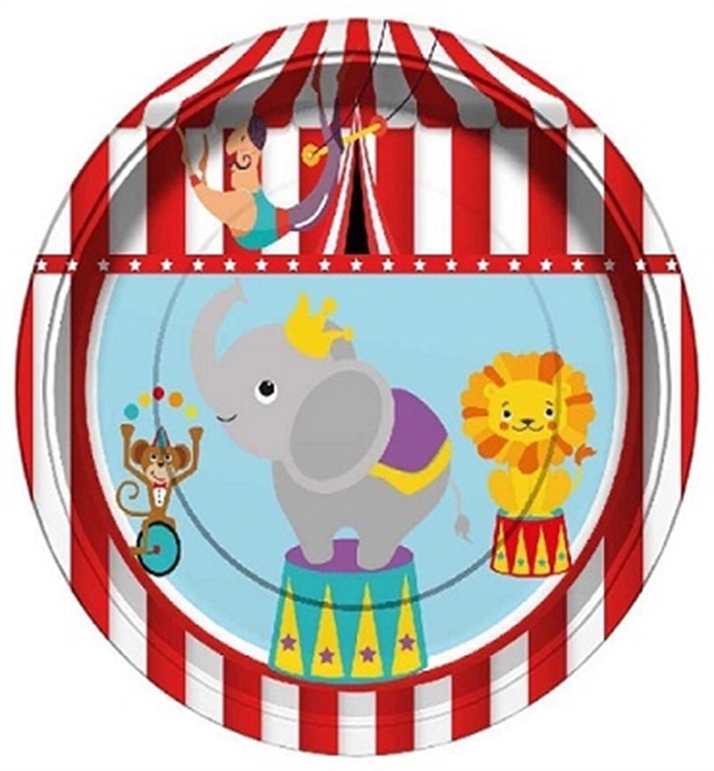 Lisanslı TabaklarSirk Temalı Karton Tabak 23cmBalonevi