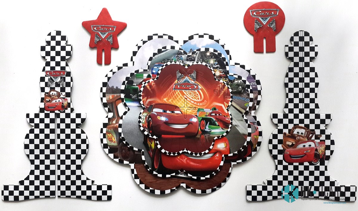 Disney Cars temalı Cupcake Kek Standı Karton 3 katlı 
