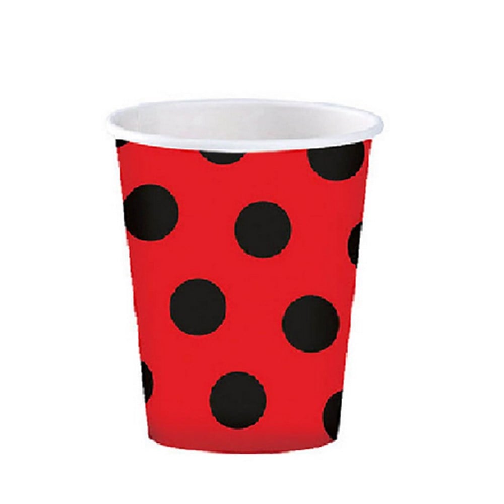Roll-Up Karton Bardak Kırmızı Siyah PuantiyeliDüz Renk Karton Bardaklar