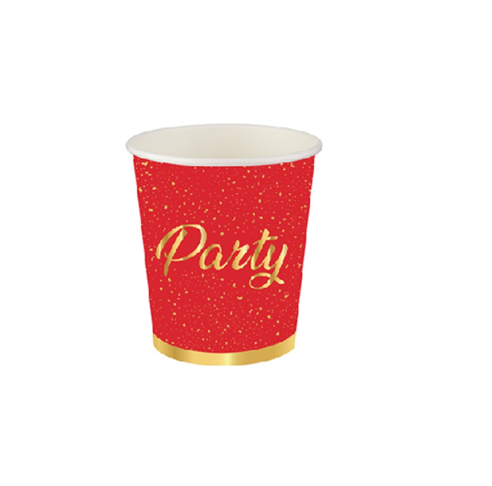 Roll-Up Karton Bardak Parti Zamanı KırmızıDüz Renk Karton Bardaklar