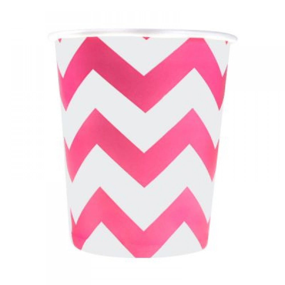 Roll-Up Karton Bardak Şeker Pembe ZigzagDüz Renk Karton Bardaklar