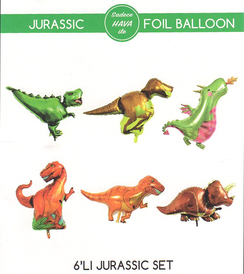 Jurassic 6 'lı Dinazorlar Folyo Balon SetFolyo Balon Setler