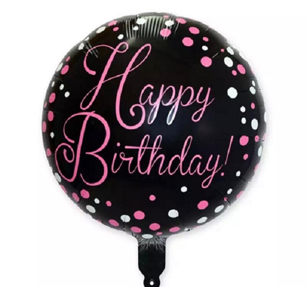 Diğer Folyo BalonlarFolyo Balon Happy Birthday Siyah Pembe 45 cmHK Ticaret