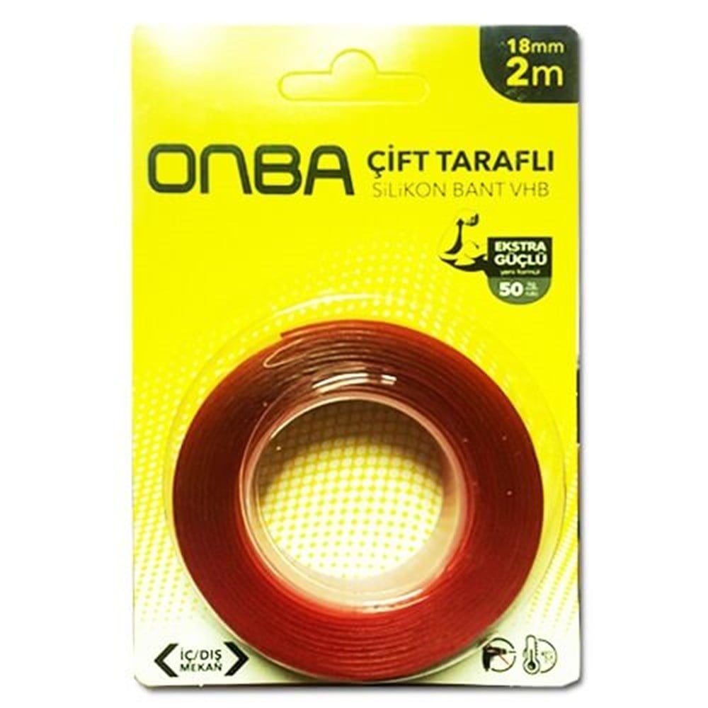 Çift Taraflı Akrilik Slikon Bant 18mm Ekstra Güçlü 2mİthal