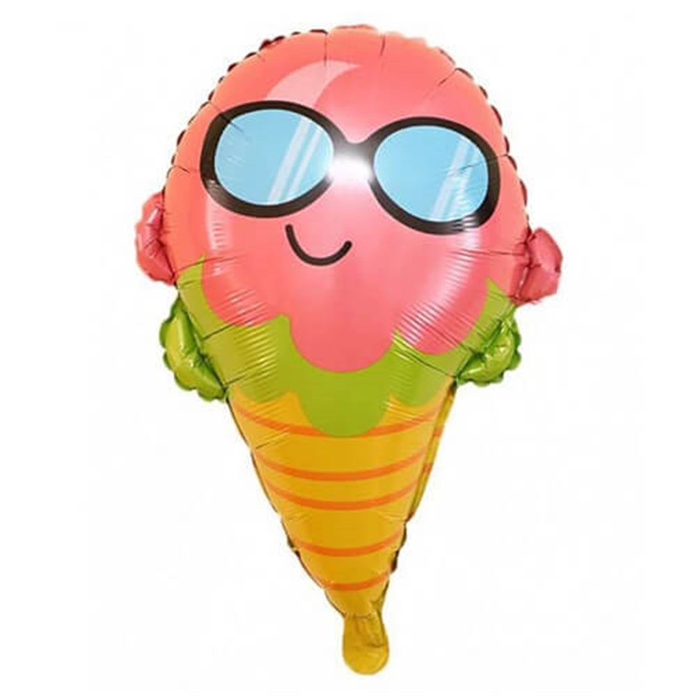 Folyo Balon Temalı ÇeşitleriGözlüklü Renkli Dondurma Folyo Balon 65cm İthal